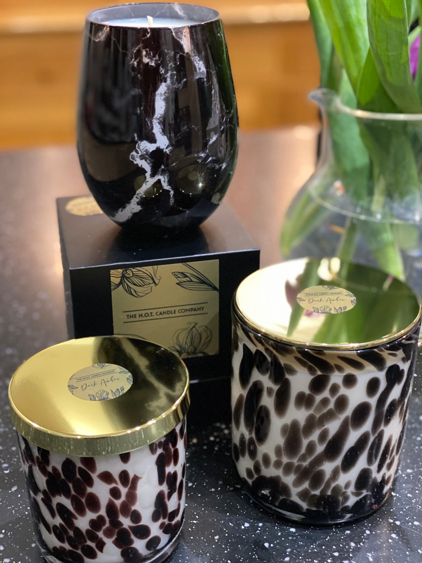 Dark Amber Black Marble Glass Edition.