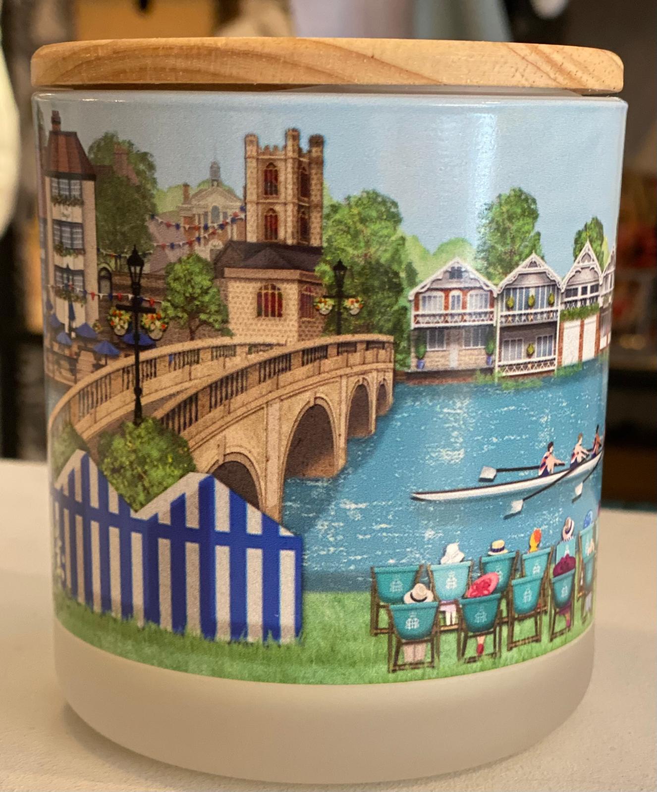 Henley Summer Candle Featuring Illustration by Local Henley-On-Thames Artis Emma Newton.