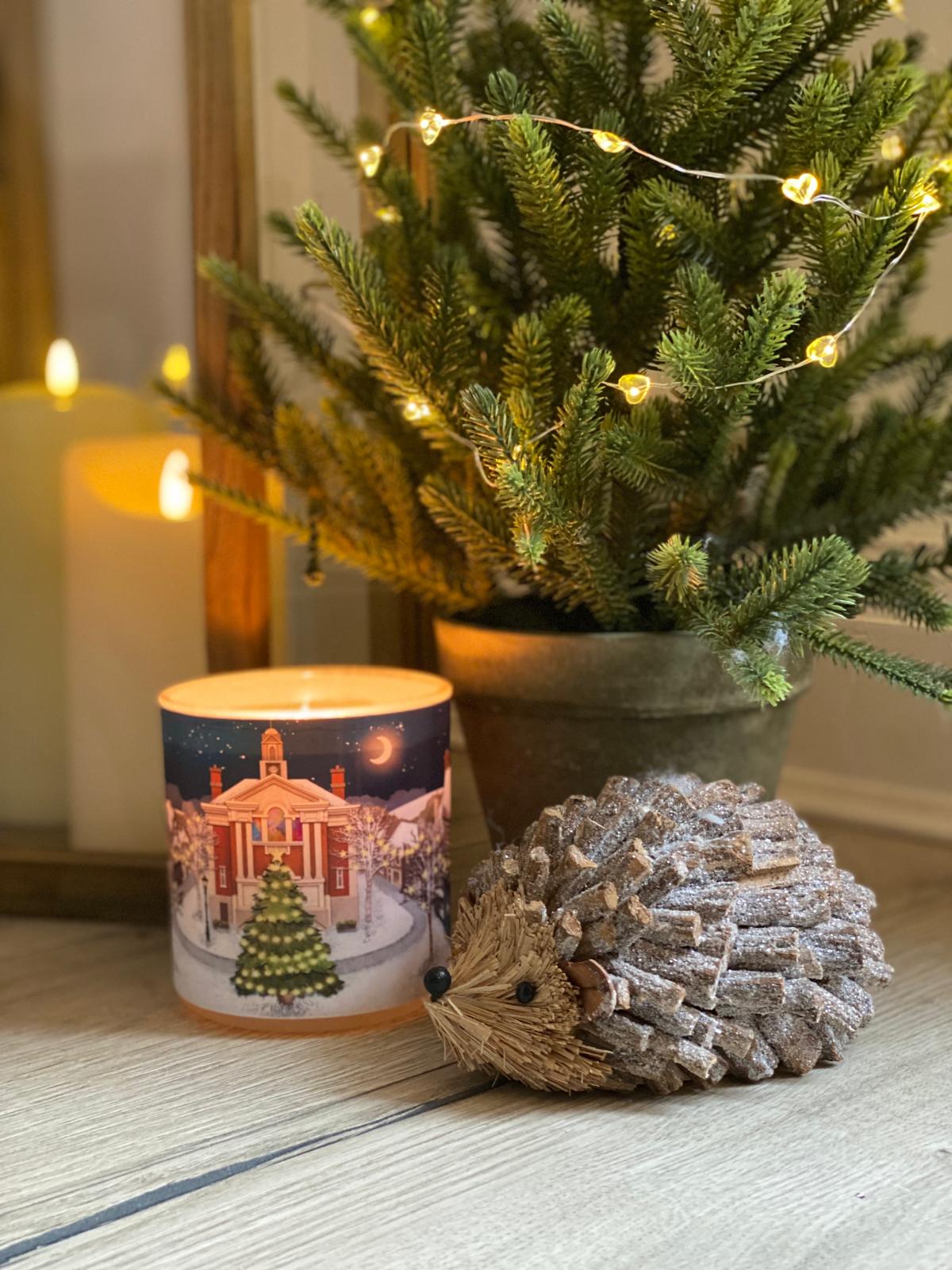 Henley Winter Candle Featuring Illustration by Local Henley-On-Thames Artis Emma Newton.