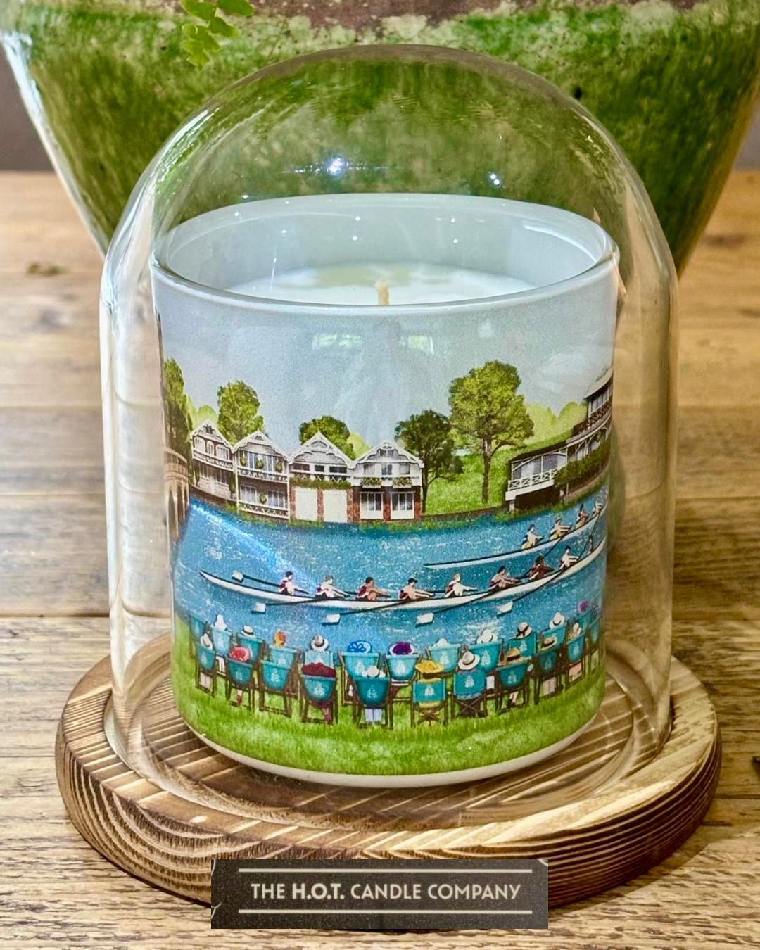 Henley Summer Candle Featuring Illustration by Local Henley-On-Thames Artis Emma Newton.