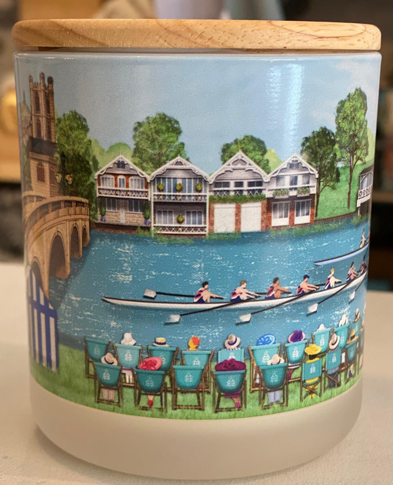 Henley Summer Candle Featuring Illustration by Local Henley-On-Thames Artis Emma Newton.