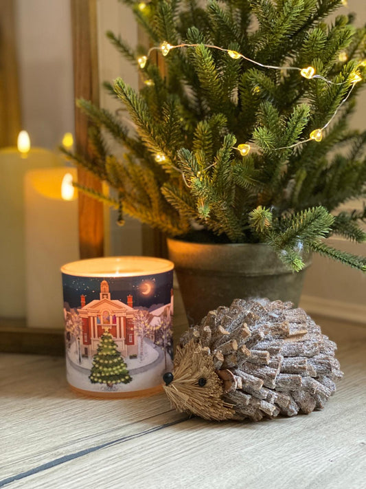 Henley Winter Candle Featuring Illustration by Local Henley-On-Thames Artis Emma Newton.